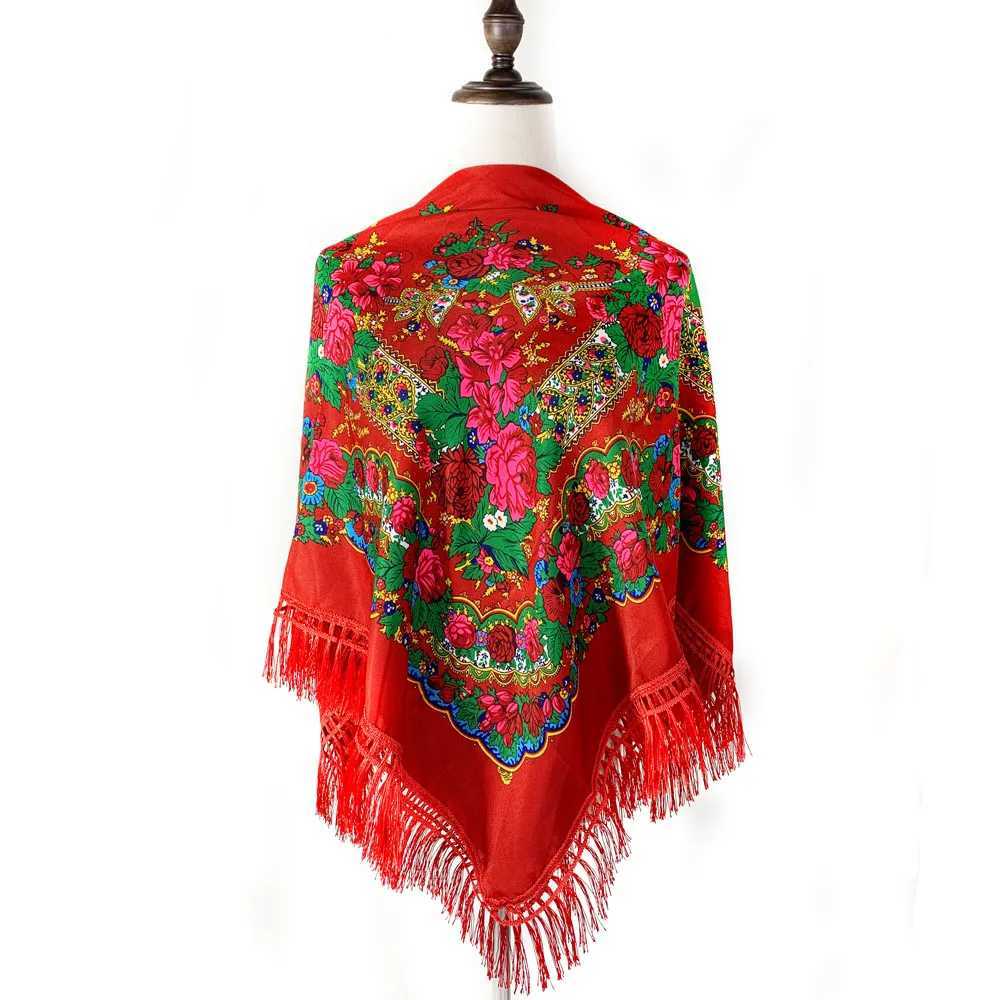 120120cm New Design Russian Square Scarf Luxury Women Floral Print Ukrainian Fringed Handkerchief Shawls Babushka Head Wraps J251118