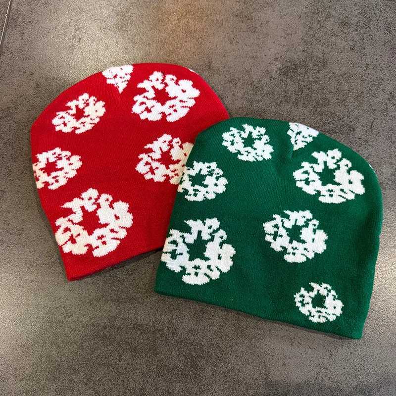 1pc Floral Print Knit Beanie for Men Women Soft Stretchy Skull Caps for Outdoor WalkingCasual StreetwearWinter Autumn Head Hat J251022