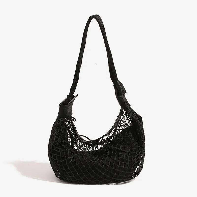 Spring/Summer Vacation Style Women Hollow Mesh Underarm Bag Fishing Net Knot Design Unisex Trendy Shoulder Crossbody Purse Mdng251022