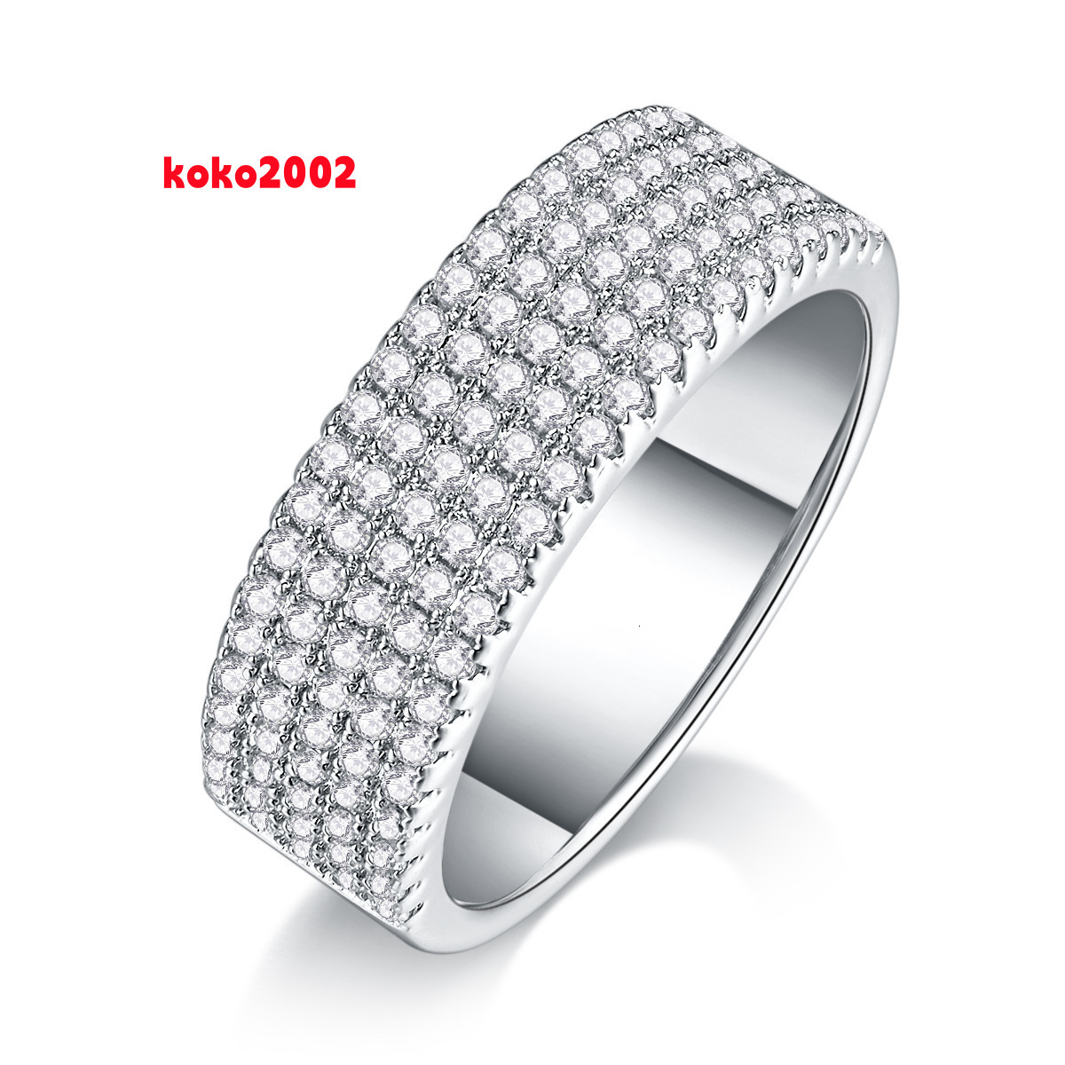 Custom 925 Sterling Silver Stacking Rings Fine Jewelry Five Row VVS D Moissanite Tennis Eternity Ring for Women Wedding Band