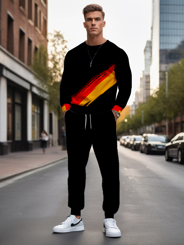 Men's Knitted Cotton Blend Long Sleeve Sweatshirt Brown round Neck Ankle-Length Casual T-Shirt Comfortable Outdoor Wear - YLWY00143