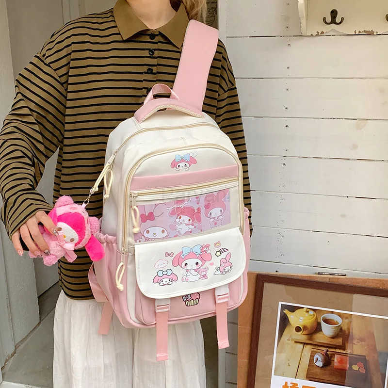 Sanrio Cute Backpack Large Capacity School Bag for Middle High School Students Cartoon Laptop Travel Kuromi Hello Kitty L251022