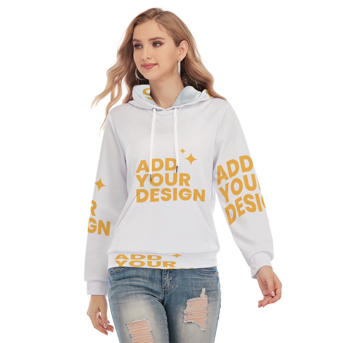 DHgatepod Women's Slim Fit Pullover Hoodie - All-Over Print Soft Scuba Fabric with Adjustable Hood
