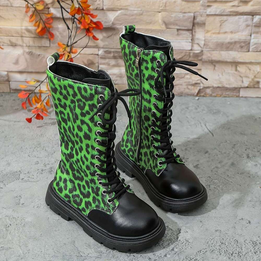 Girls' Winter Warm Mid-Calf With Zipper Lace Closure PU Upper, Rubber Sole & Soft Snow Boots For, Playdates, Parties All-Terrain Traction To - Du