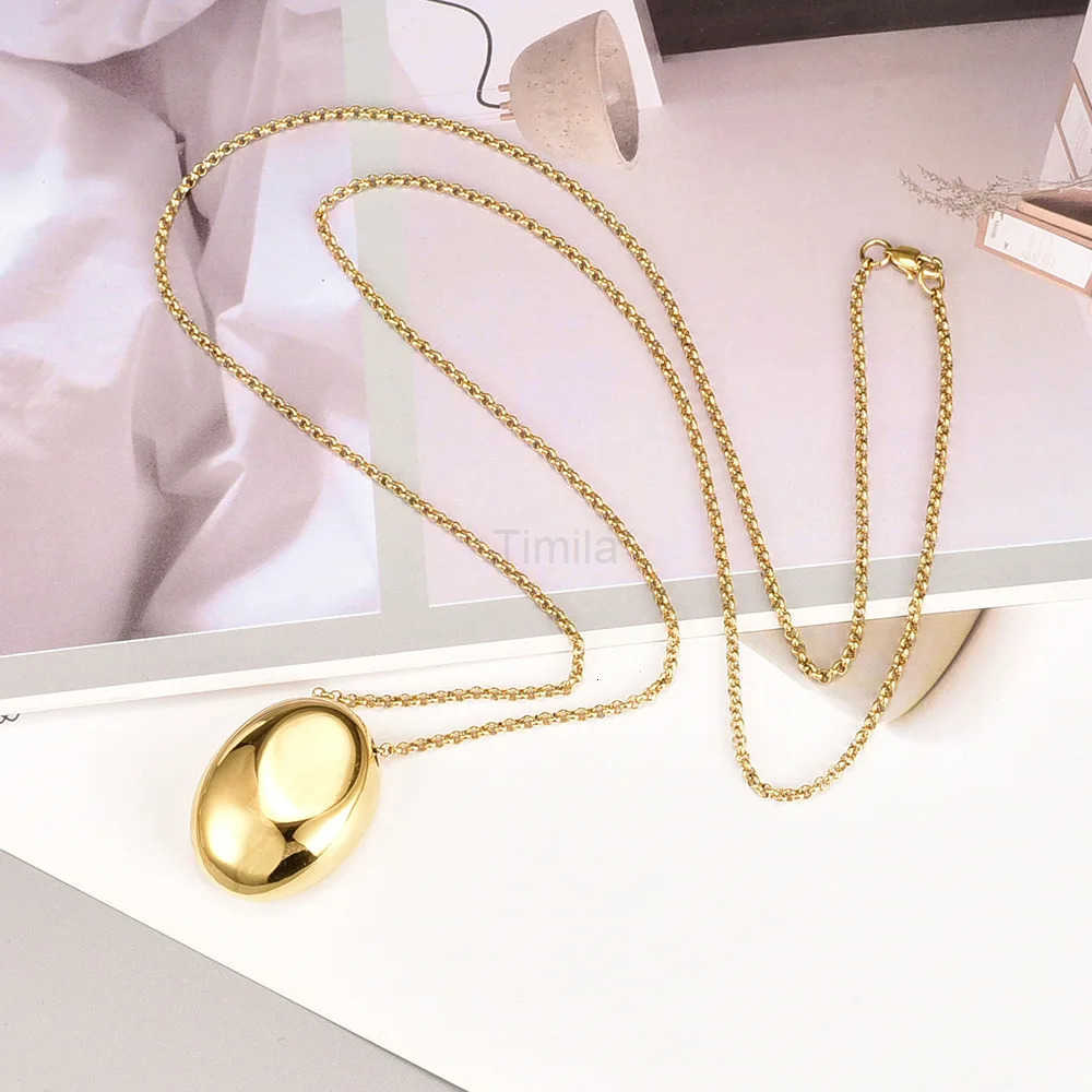 L248 Water Drop Geometric Personality Minimalist Light Luxury Sweater Chain Necklace Stainless Steel Jewelry U251022