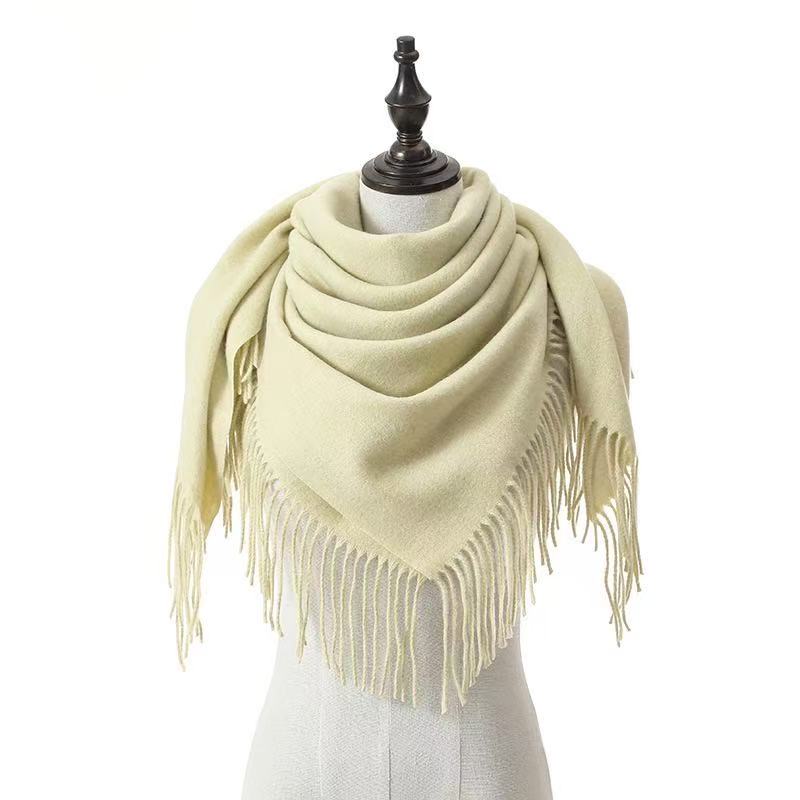 T2122 Korean version of the cashmere scarf women's autumn and winter new solid color ladies tassel scarf shawl