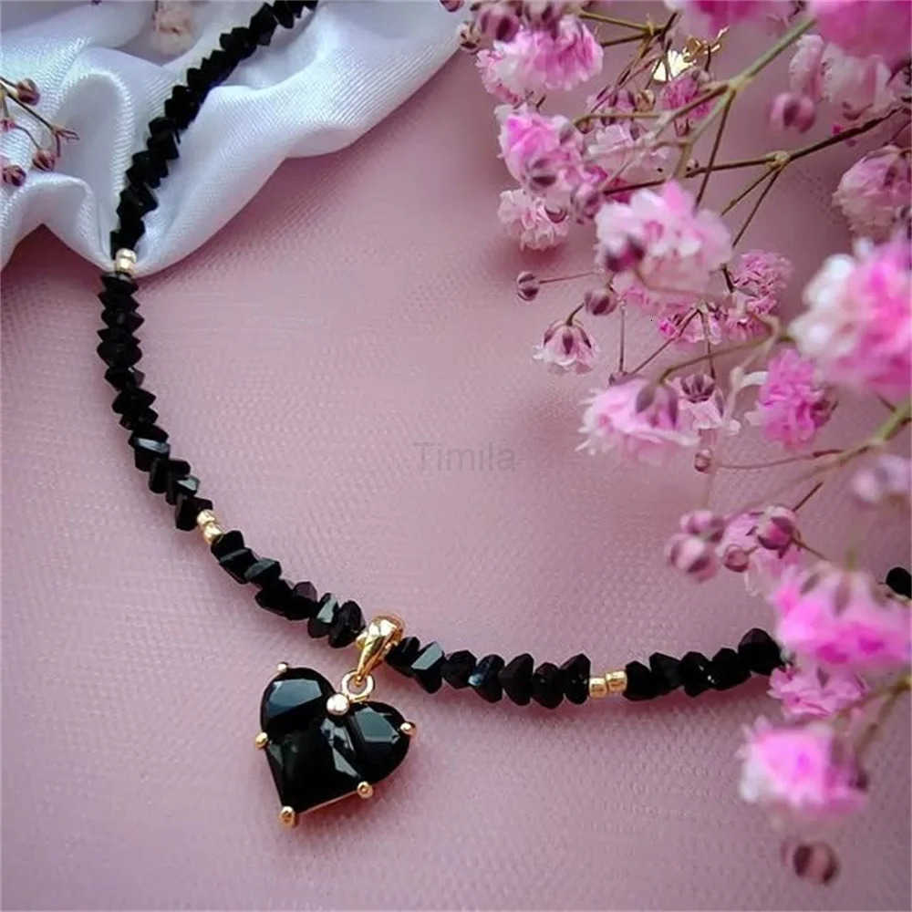 Fashion Vintage Sexy Zircon Heart Pendant Necklace For Women Female Boho Geometric Baroque Transparent Crystal Chain Jewelry U251022