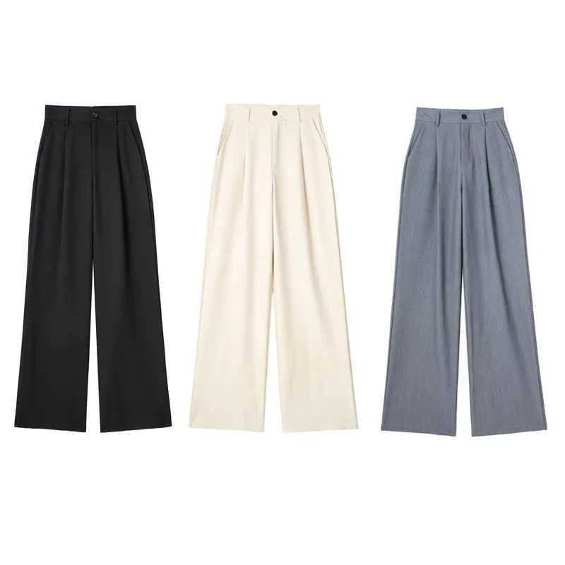HXAO Women 2024 Wide leg Pants Baggy High Waist Pants Womens Wide Trousers Black Office wear Wide Pants Woman Autumn TrousersT251022
