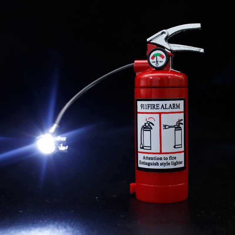 New Fire Extinguisher Torch Lighter Metal Flash Light Free Fire Butane Gas Pipe Lighter Unusual Inflated Cigar Cigarette Lighter C251022
