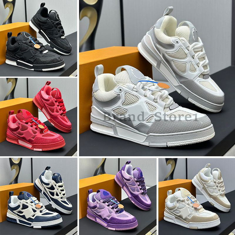 Designer Skate Series Sneakers luxury Men Women Casual Shoes Top quality Calfskin Platform Trainers Leather Fashion Abloh Lace-up Overlays Sneaker Size 35-46