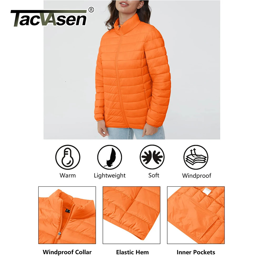 TACVASEN Full Zip Up Puffer Jacket Womens Winter Lightweight Quilted Down Warm Coats Casual Windbreaker Oversize Outwear Outdoor 251020