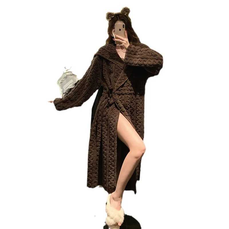 Flannel Kimono Robes Women Winter Thick Warm Home Sleepwear Cozy Night Sexy Clothing Korean Fashion Tender Ropa Mujer Casual New C251022