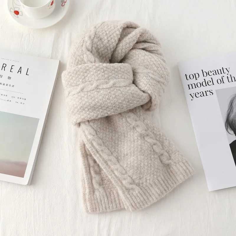 Korean Version Twist Knitted Scarf Women Men Fashion Retro Thick Warm Solid Neck Muffler Female Males HighEnd Scarves Winter J251022