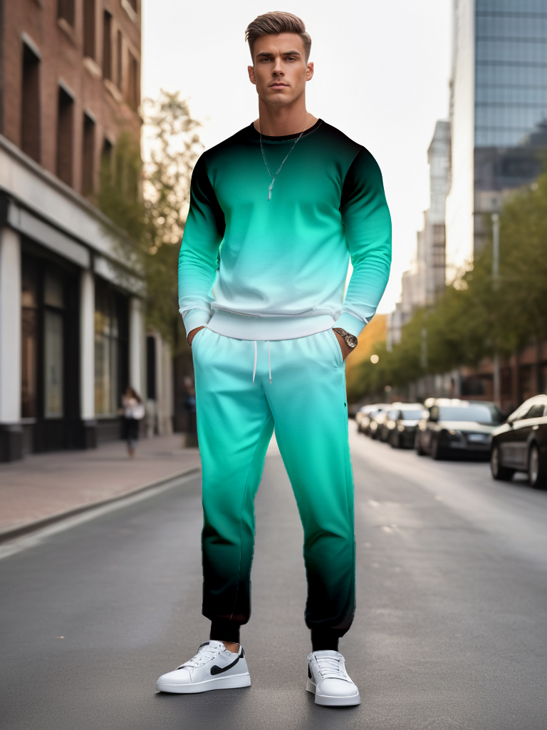 Men's Ankle-Length Knitted Cotton Blend Long Sleeve Sweatshirt Brown round Neck Casual T-Shirt Comfortable Outdoor Wear - YLWY00135