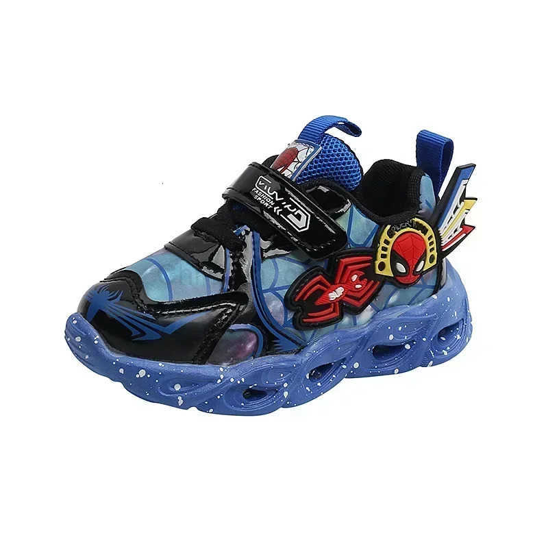 Disney Mickey Mouse Boy Spring and Autumn Girl LED Sports Shoes Running Shoes Lighting Sneakers Cartoon Leather Casual Shoes H251022