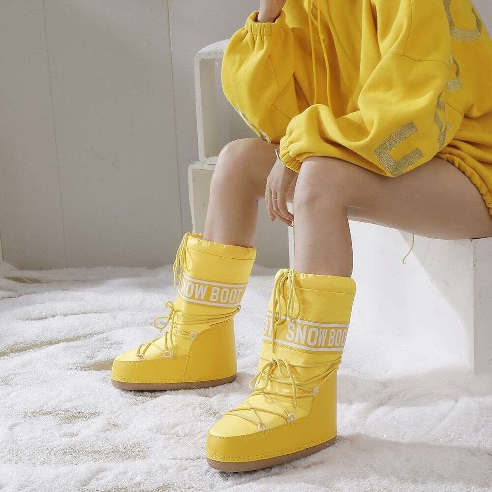 2025 Same Style Moon Ugly Cute Winter Skiing Round Toe High Tube Anti-Slip Snow Fashion Lightweight Thickened Space Boots
