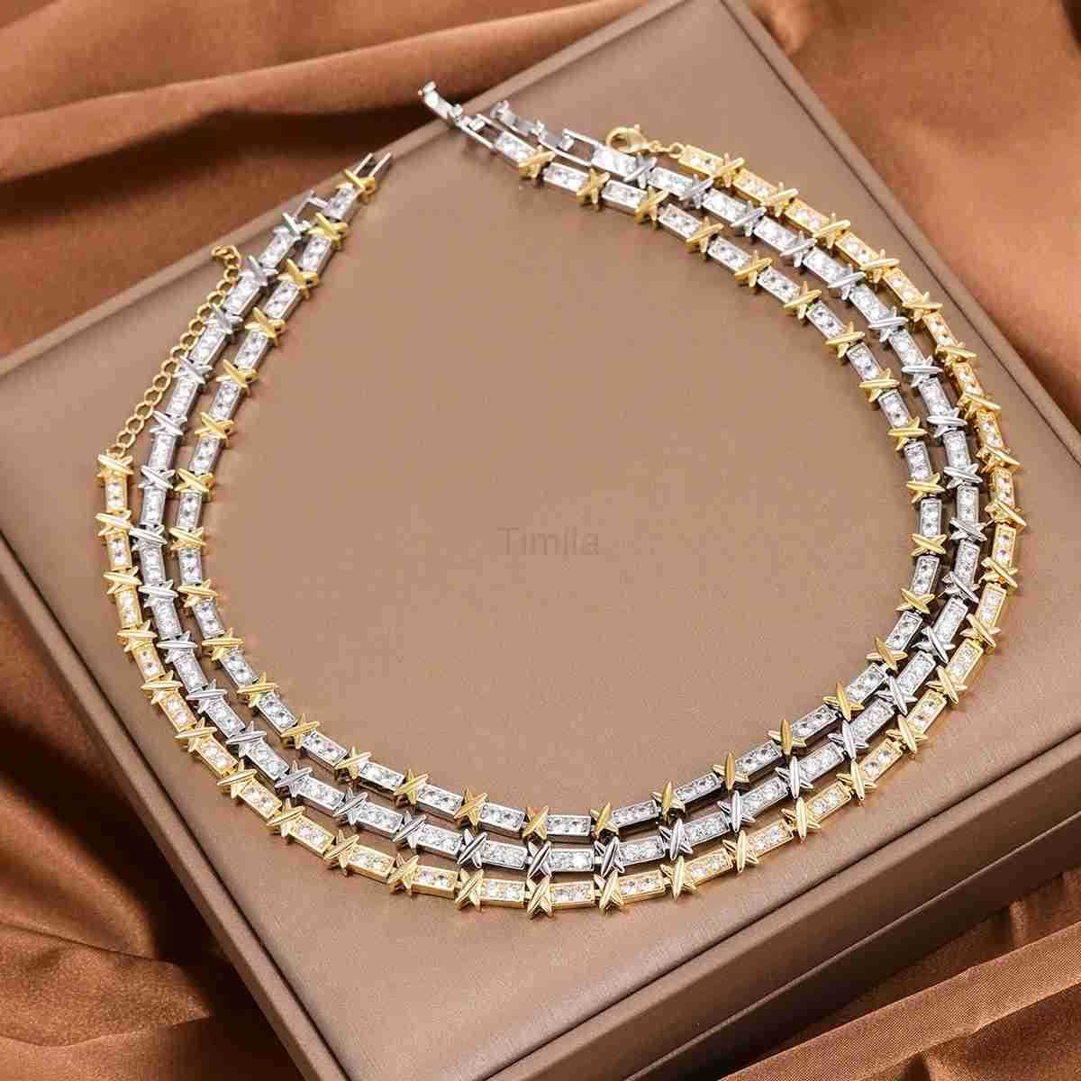 1Pc Womens Copper Inlaid Zircon HighEnd Luxury Necklace HighEnd Fashion Simple Series Suitable For Banquets And Parties U251022