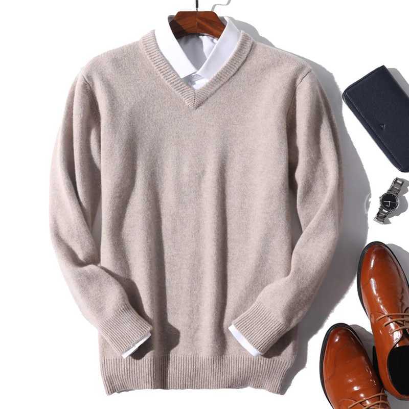 Super 100 Cashmere Sweater 2021 Men Pullover Autumn Winter Warm Classic Vneck Sweaters Male Jumper Jersey Hombre Pull HommeXJ251022