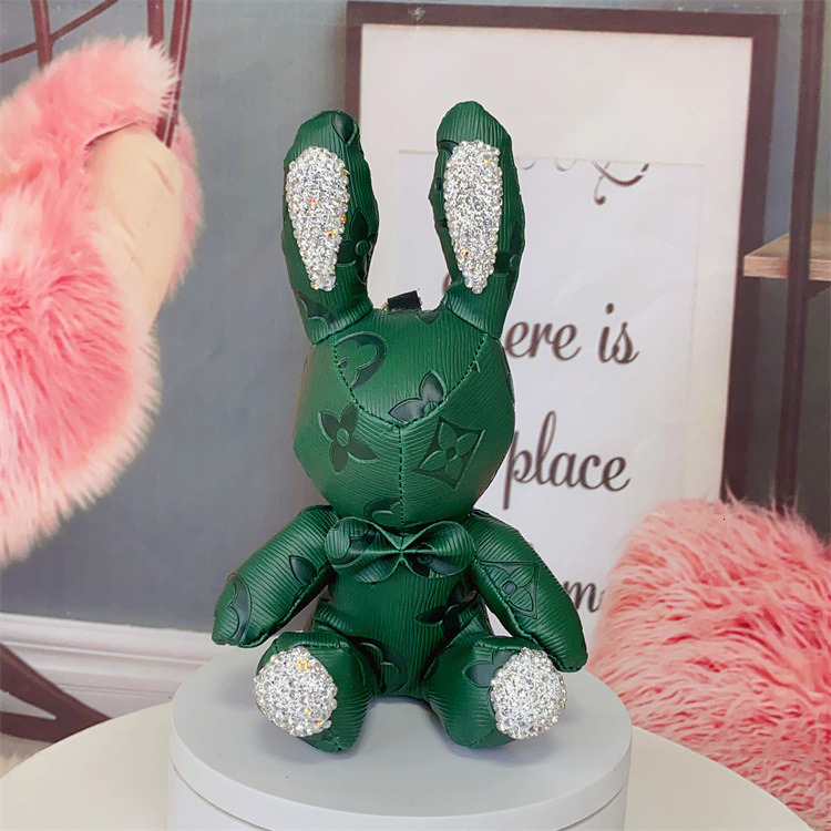 Creative New Handmade Diamond-Studded Rabbit Pendant Cute Car Keychain Couple Bag Charm ddmytues
