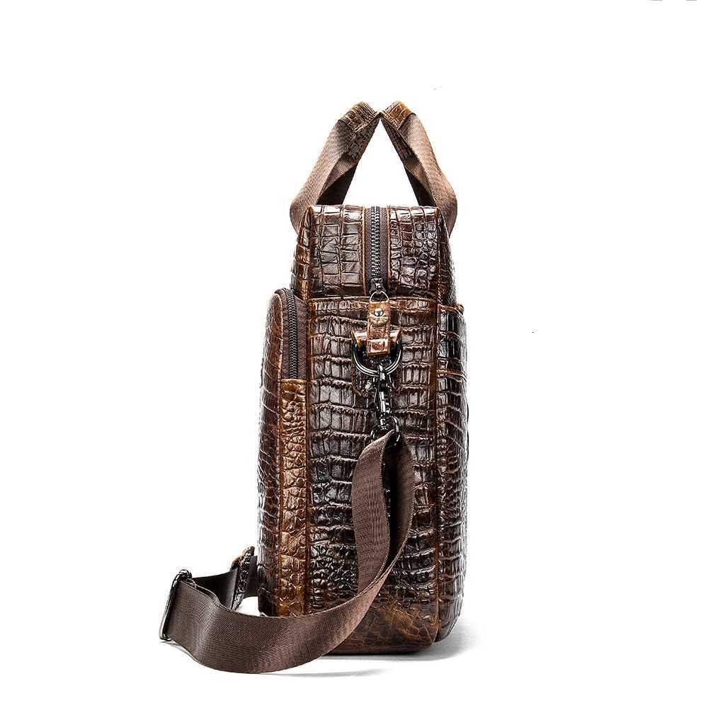 WESTAL Men Briefcase Mens Bag Genuine Leather Office Bags for Men Laptop Bag Leather Briefcase Men Croco Design Computer Bags W251022