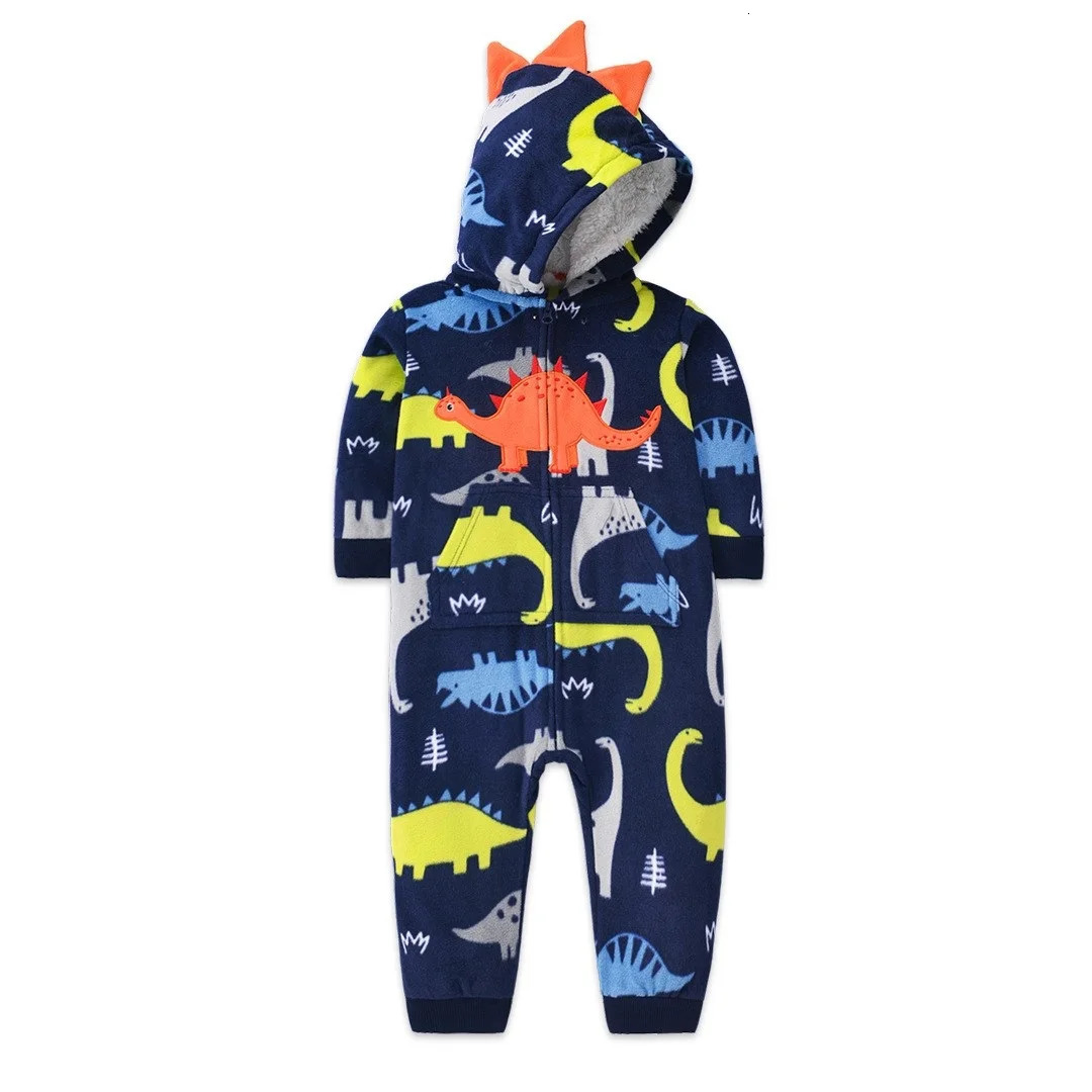 Infant Baby Romper Spring Autumn Warm Babi Boy Girl Clothes Coral Fleece Hooded Babe Animal Jumpsuit 251022
