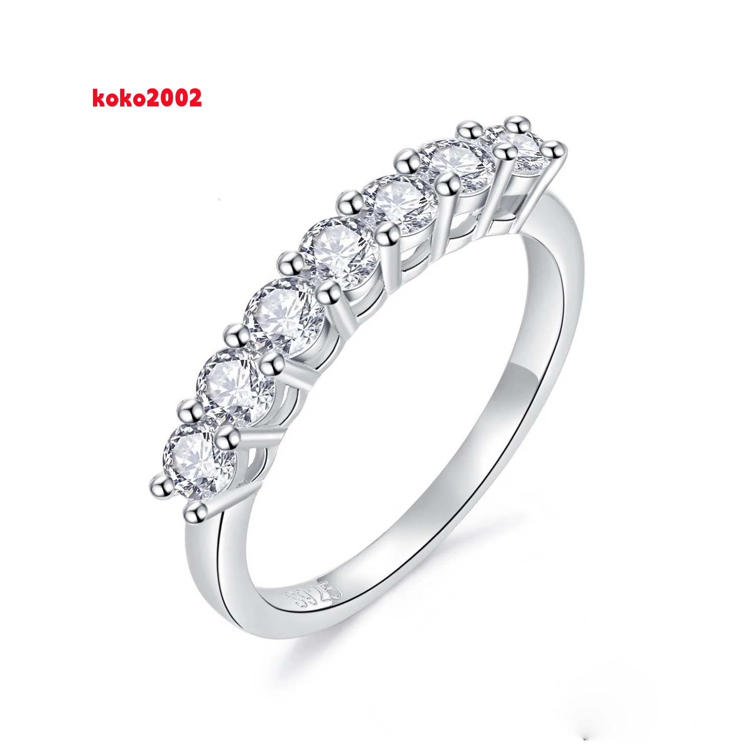 Moissanite Rings 7 Stones Sterling Silver D VVS Lab Diamond with GRA Certificate Engagement Wedding Ring for Women