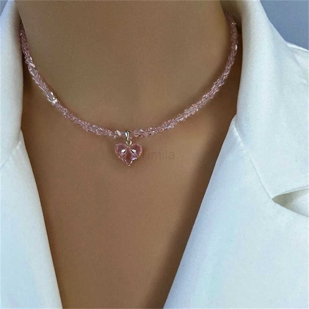 Fashion Vintage Tassels Zircon Heart Pendant Necklace For Women Female Boho Geometric Baroque Transparent Crystal Chain Jewelry U251022