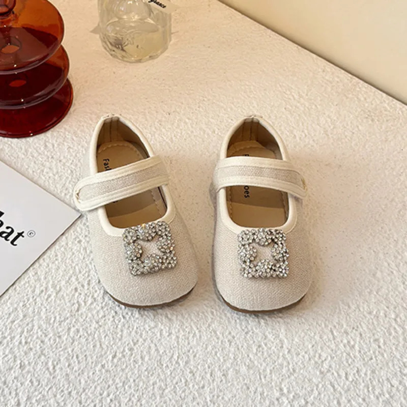 Crystal Girls Princess Shoes PU Solid Hook Loop Soft Toddler Children Fashion Shoes 2025 Non Slip Shallow Kids Flats Shoes 251021