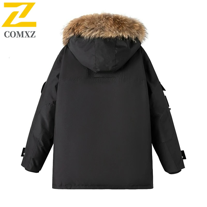 COMXZ Premium Men Down Jacket Detachable Fur Collar Outdoor Sport Warm Parka Fashion Daily Casual Windproof Winter Puffer Coat 251020