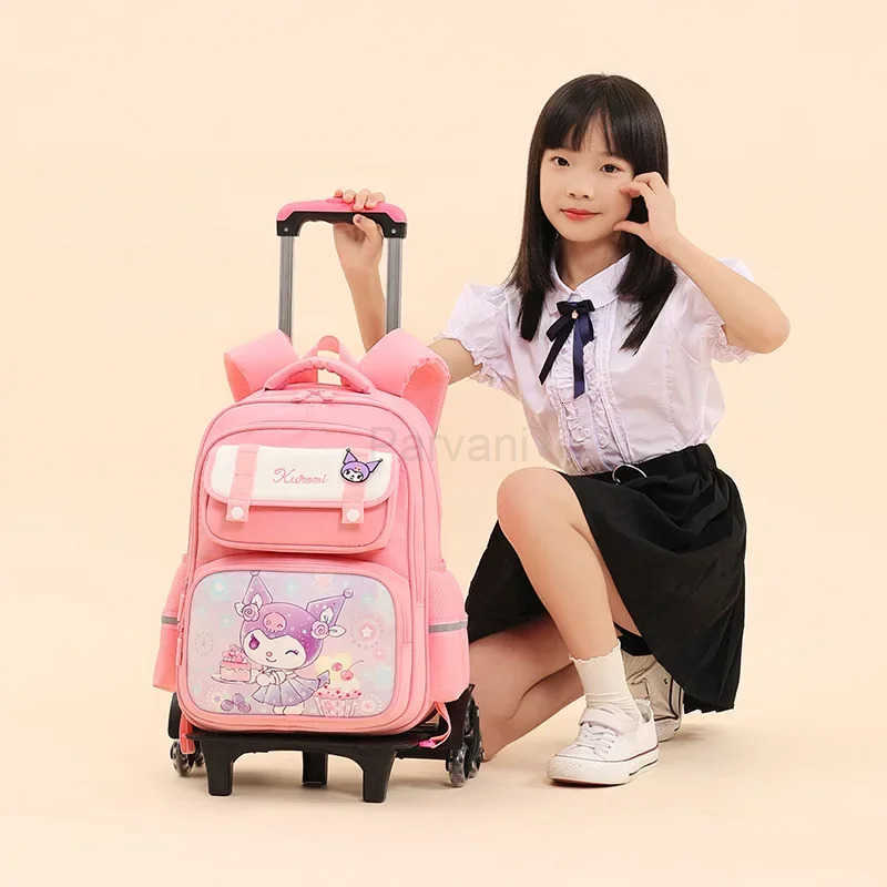 Sanrio Kuromi Trolley Backpack Boys and Girls Spine Protection Package Cartoon Design Knapsack Holiday Gifts Anime Peripherals L251022