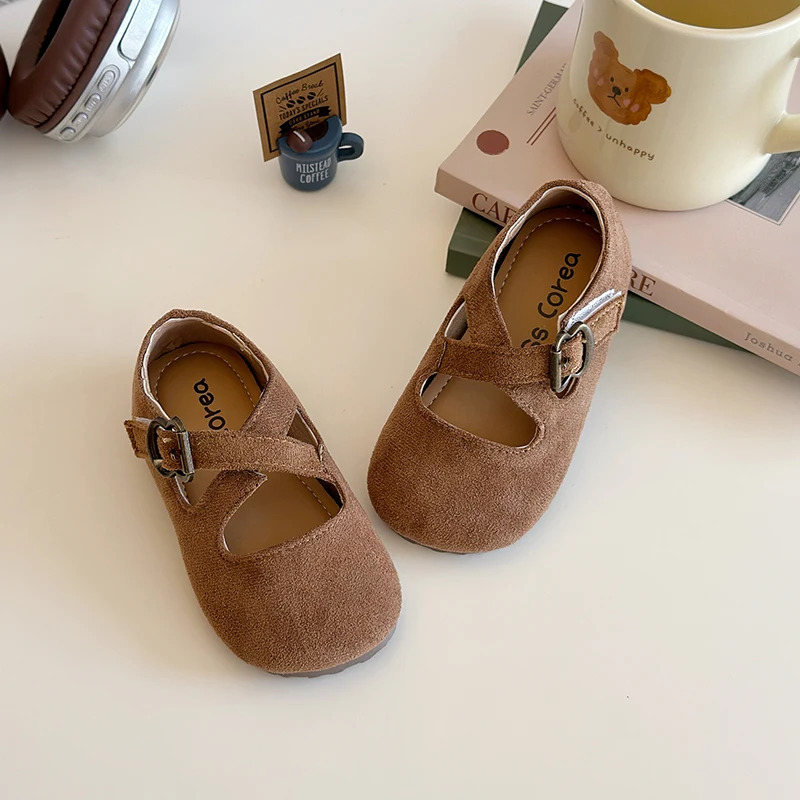 Fashion Girls Shoes Toddler Kids Cross Strap Velvet Mary Jane Flats Child Vintage Leopard Casual Shoes Chic Princess Shoes 2130 251021