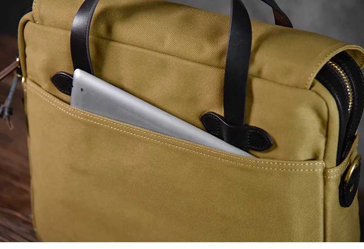 Tailor Brando American Vintage Mens Business Briefcase S ize 403010cm Heavy Duty Oil Waxed Canvas 70256 Tote 15 Computer Bag W251022