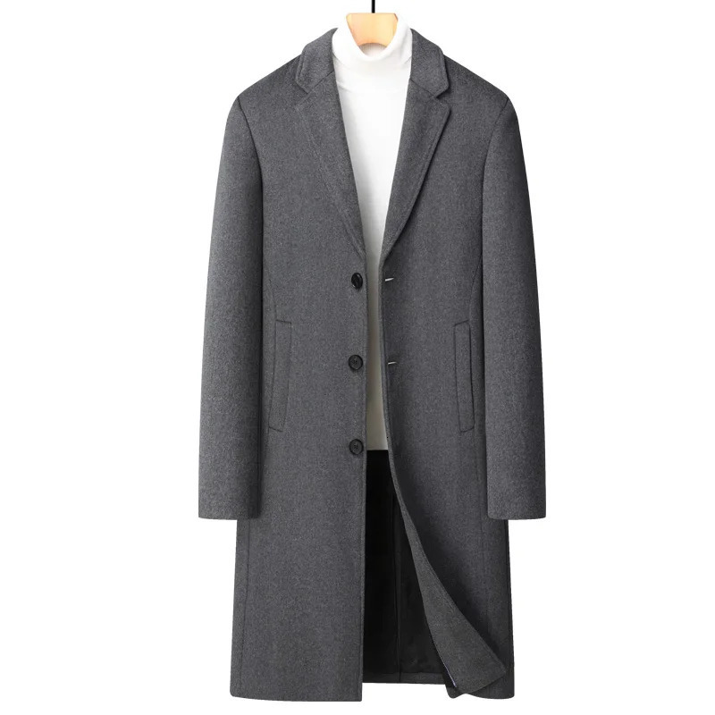 Winter Men Coat Wool Thicken Warm Casual Male Trench Business Singlebreasted Mens Long Fashion 251017