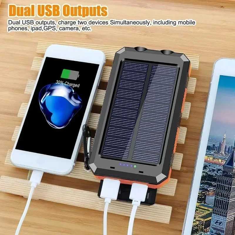 20000mAh Top Solar Power Bank Waterproof Emergency Charger External Battery with SOS Flashlight Poverbank for J251114