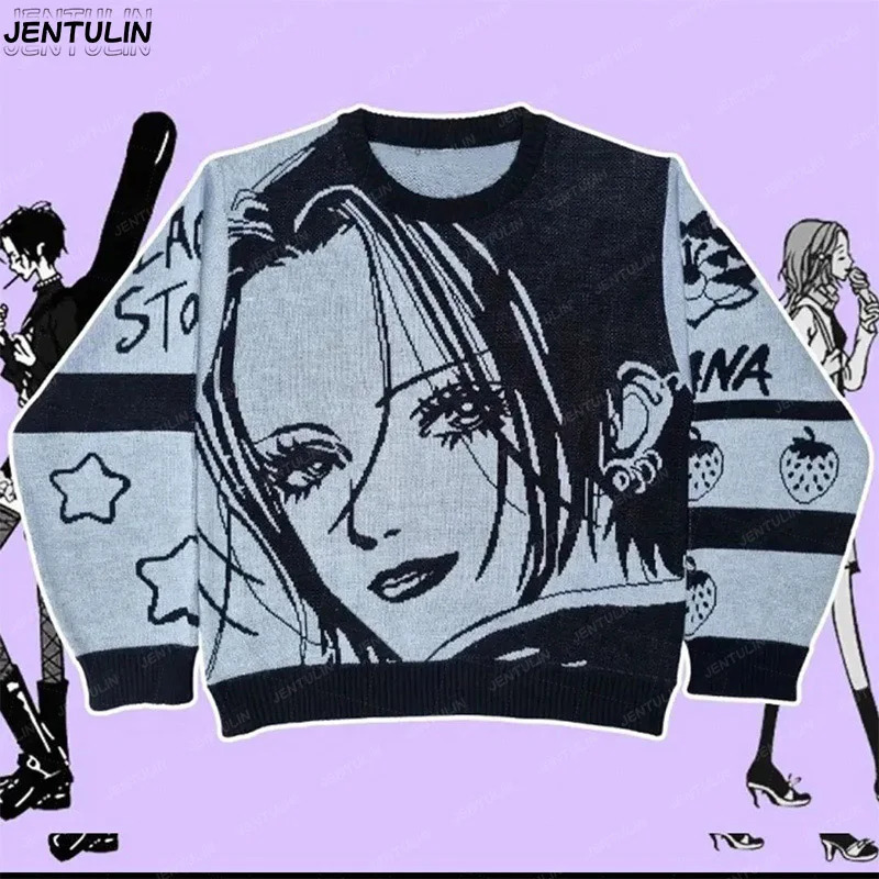 Punk Hip Hop Anime Graphic High End Men Y2K Gothic Mens Winter Sweate Harajuku Women Sweater Retro Pullover Men Clothing 251020