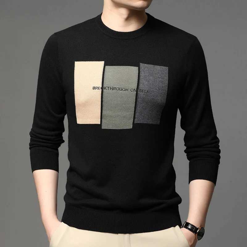 High end brand fashionable jacquard knitted mens sweater 2024 autumn and winter new warm thick personalized casual pulloverXJ251022