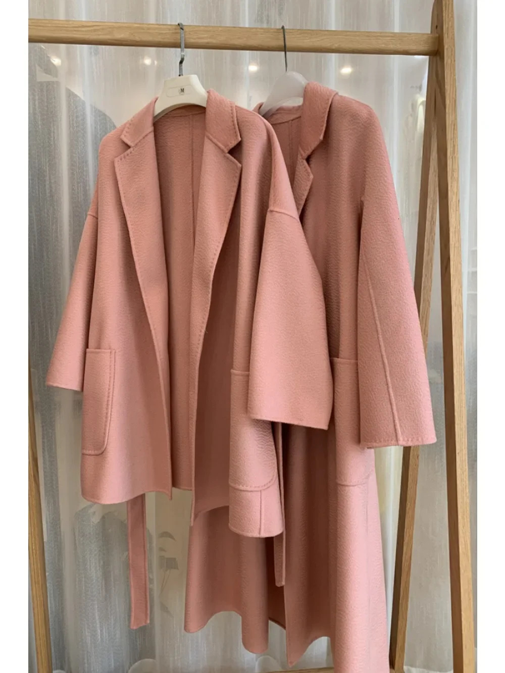 Winter Casual Adjustable Waist Wool Coat Women Water Ripples Woolen Jackets female Autumn Camel Commuting 251021