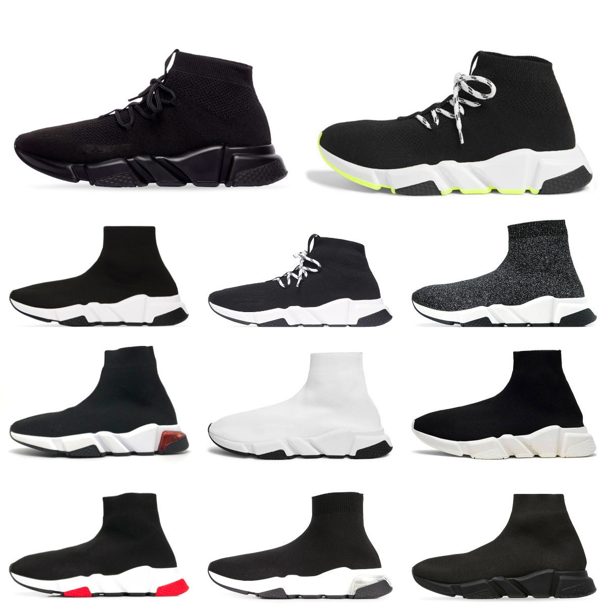 Designer Runner Sock Trainers Shoes Men Women Speed Socks High Low 2.0 4.0 Graffiti Black White Mesh Canvas Casual Shoes Clear Sole Lace-up Neon Flat Platform Sneakers J9