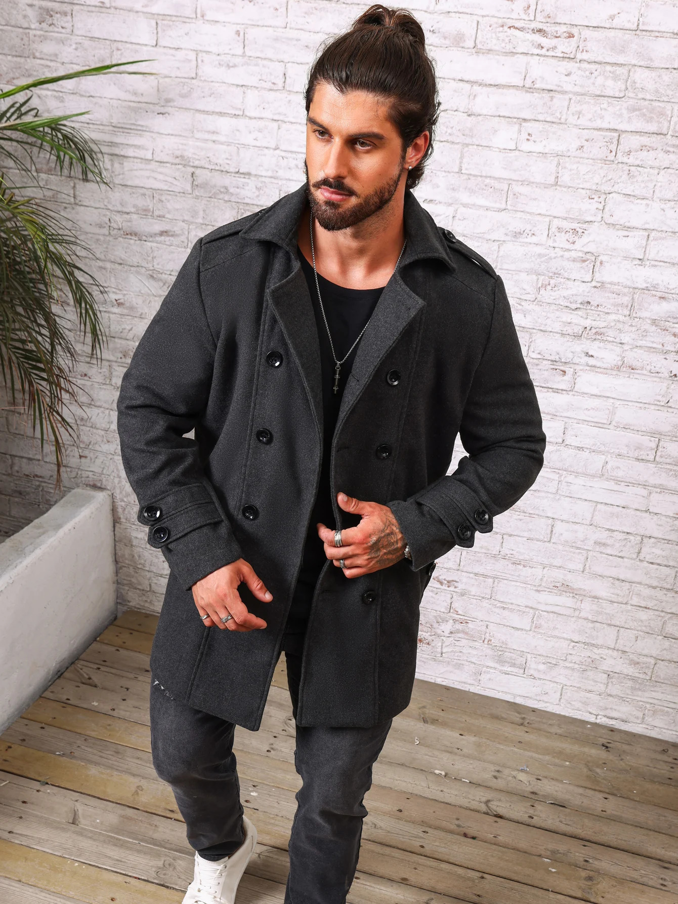 Mens Woolen Overcoat Jacket Solid HighEnd Autumn Winter Fashion Stand Collar Slim Fit Business Casual Daily Wear 251017