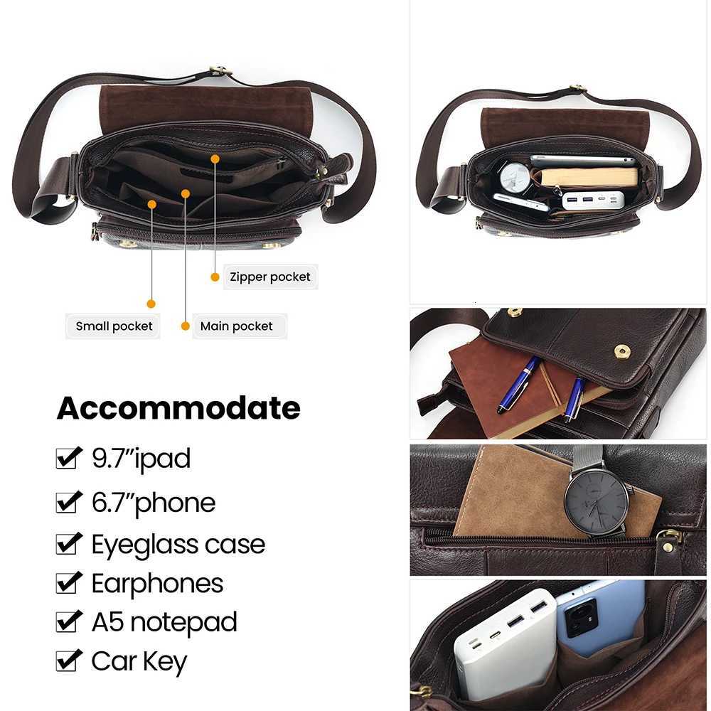 JOYIR Genuine Cowhide Leather Men Vintage Handbags Flap Mens Shoulder Bags Casual Messenger Bags Fashion Crossbody Bag W251022