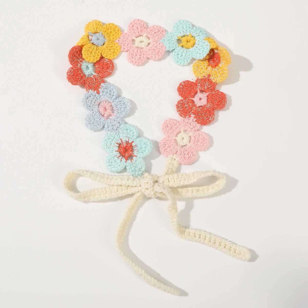 AWAYTR Colorful Flowers Turban Hairbands Knitted Flower Headband Bandage Beach Bandana Ladies Travel Hawaii Hair Accessories V251022