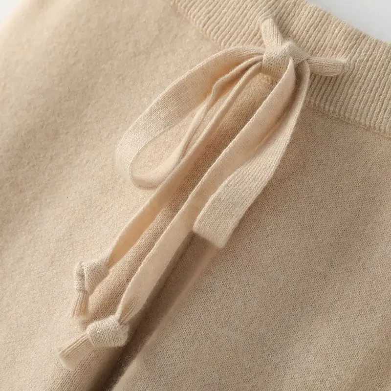 Soft Knitted Pants Womens AutumnWinter Outerwear Hanging Knitted Wide Leg Pant White Floor Pants Straight Leg PantsT251022