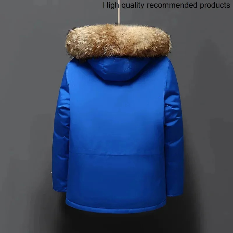 Collar White Duck Down Fur Winter Jacket Men Windproof Hooded Thicken Multipocket Down Coat Male Keep Warm 30 Degree Parkas 251020