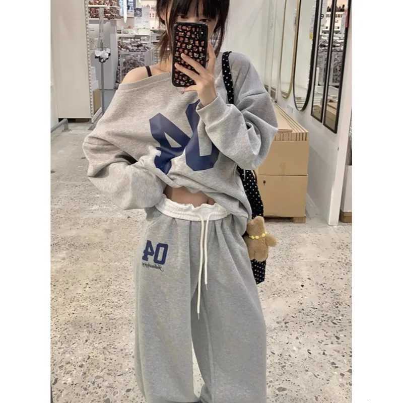 Letter Fashion Color Retro Sports Pants for Women in Spring Summer High Waisted and Drooping Casual Pants Loose Pants VersatileT251022