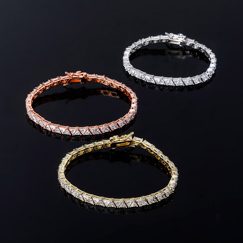 5mm Hip Hop Tennis Chains Jewelry Women Mens TopBling 5A Triangle Zircons Necklaces 14k Real Gold Plated Jewelry