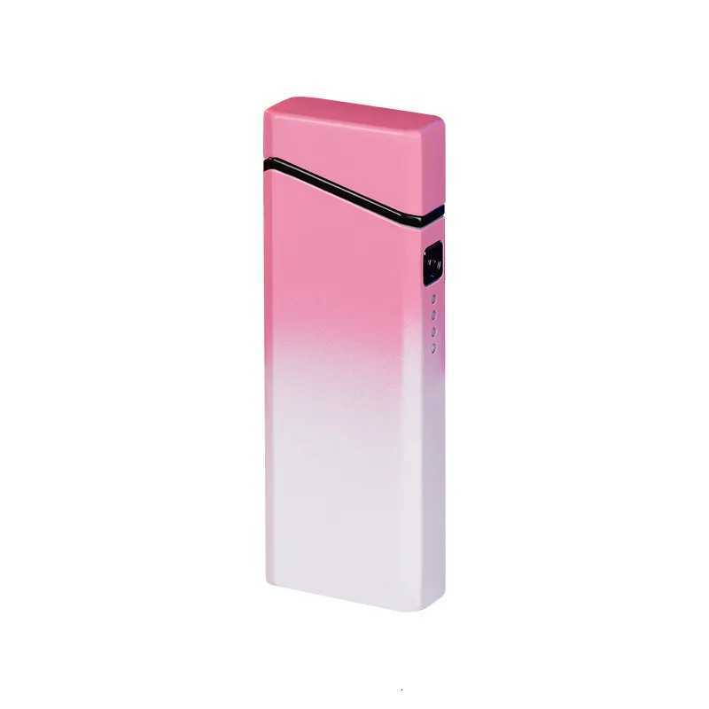 2023 Douyin Popular Portable Gradient Color USB Rechargeable Double Arc Lighter Cigarette Accessories Men and Women Gift Gadgets C251022