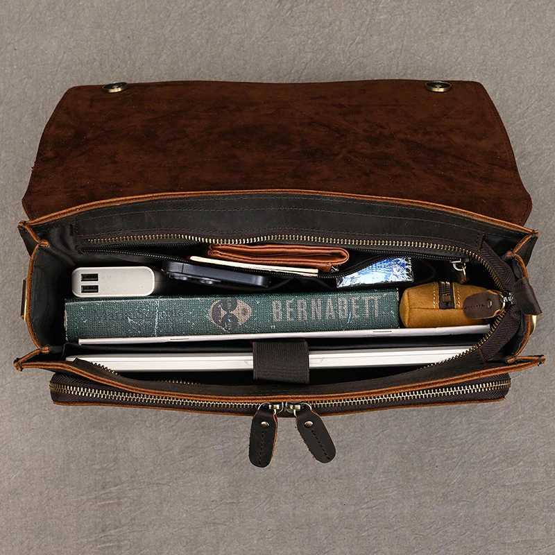 Luufan Genuine Leather Mens Briefcase Bag Fit 14 Laptop Business Handbags Daily Working Tote Cow Leather Male Computer bags W251022