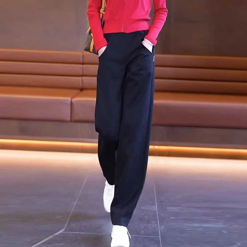 Women Casual Wide Leg Banana Pants Loose Straight Trousers Slim Fit High Elastic Soft JoggersT251022