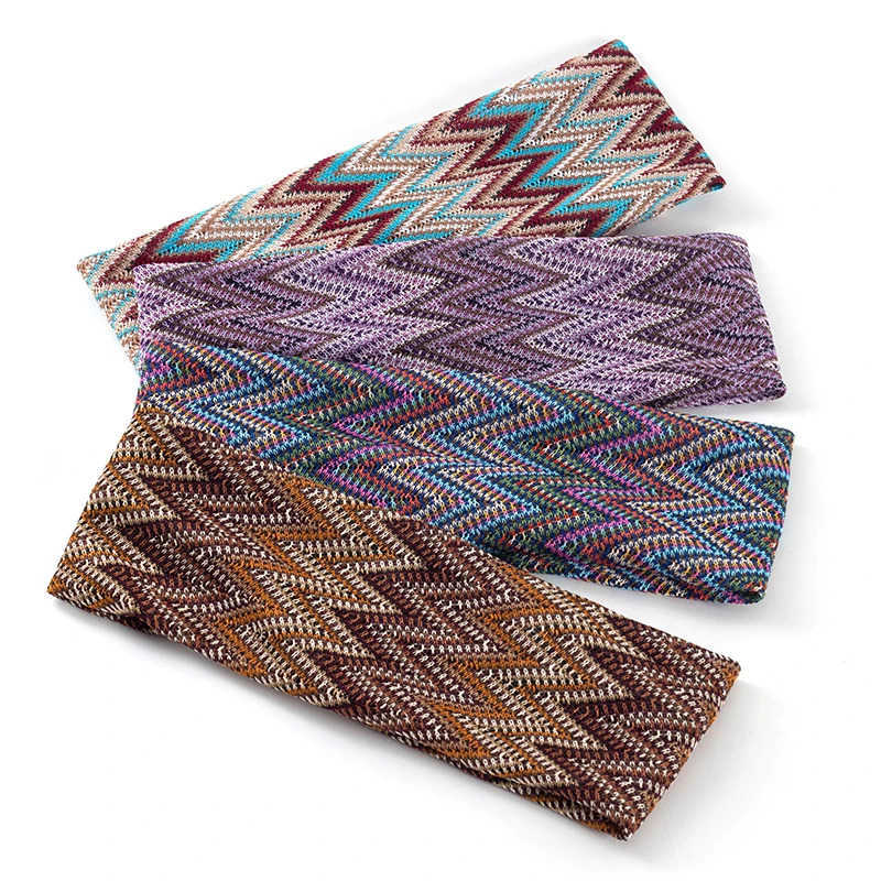 Geebro Bohemia Striped Lady Headband Handmade Outdoor Hairband Fashion Multicolor Hair Accessories For Women Knotted Headdress M251022