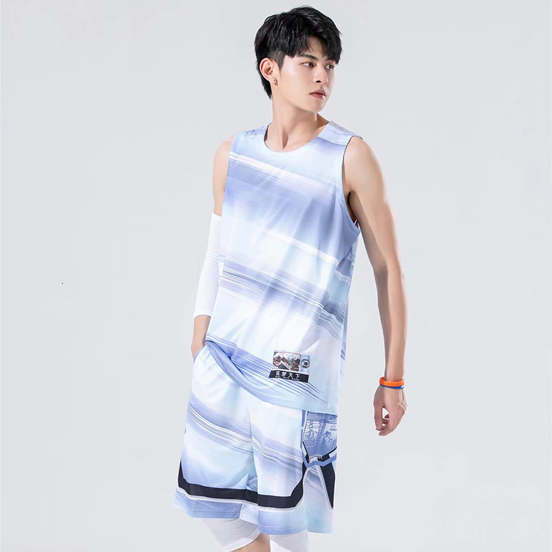 Mens set Sports and leisure Custom Fans Basketball Jerseys game team Short sleeve uniform training Vest and shorts kit 240527